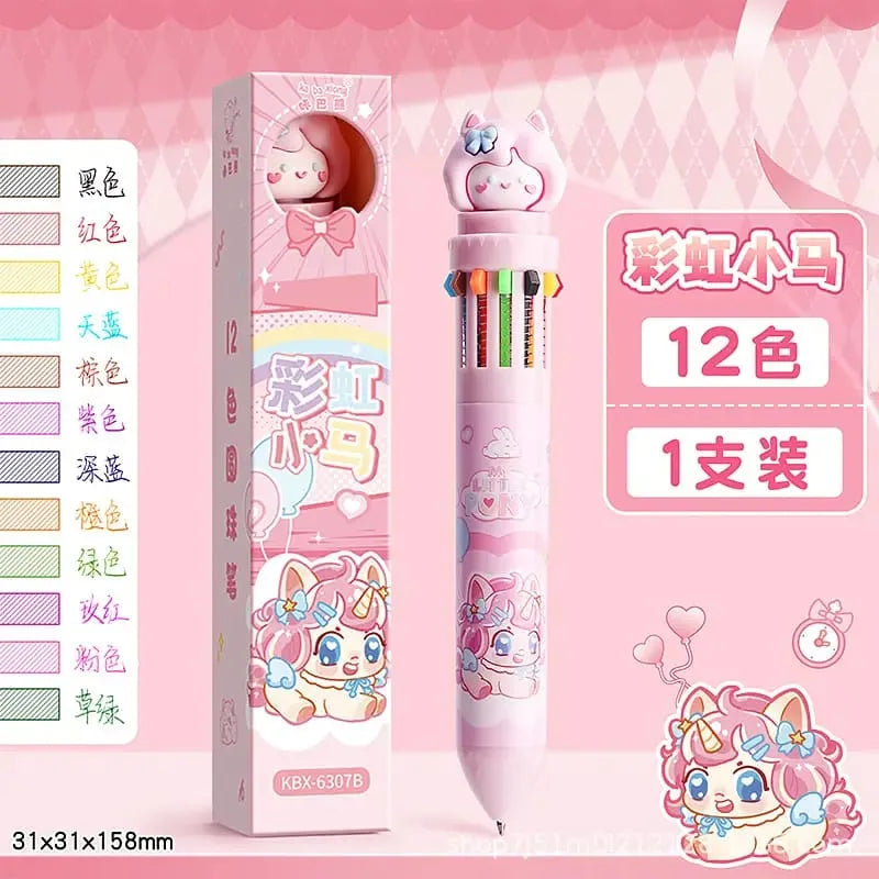 Magic World 12-in-1 Multicolor Ballpoint Pen – Cute Anime Edition