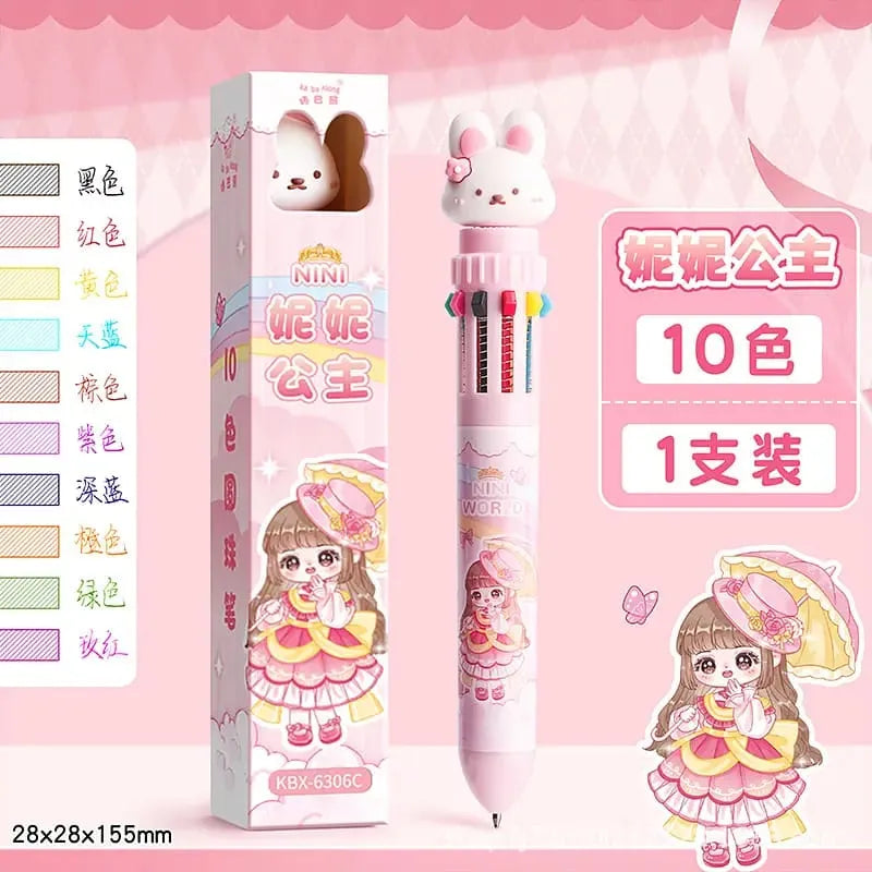 Magic World 12-in-1 Multicolor Ballpoint Pen – Cute Anime Edition